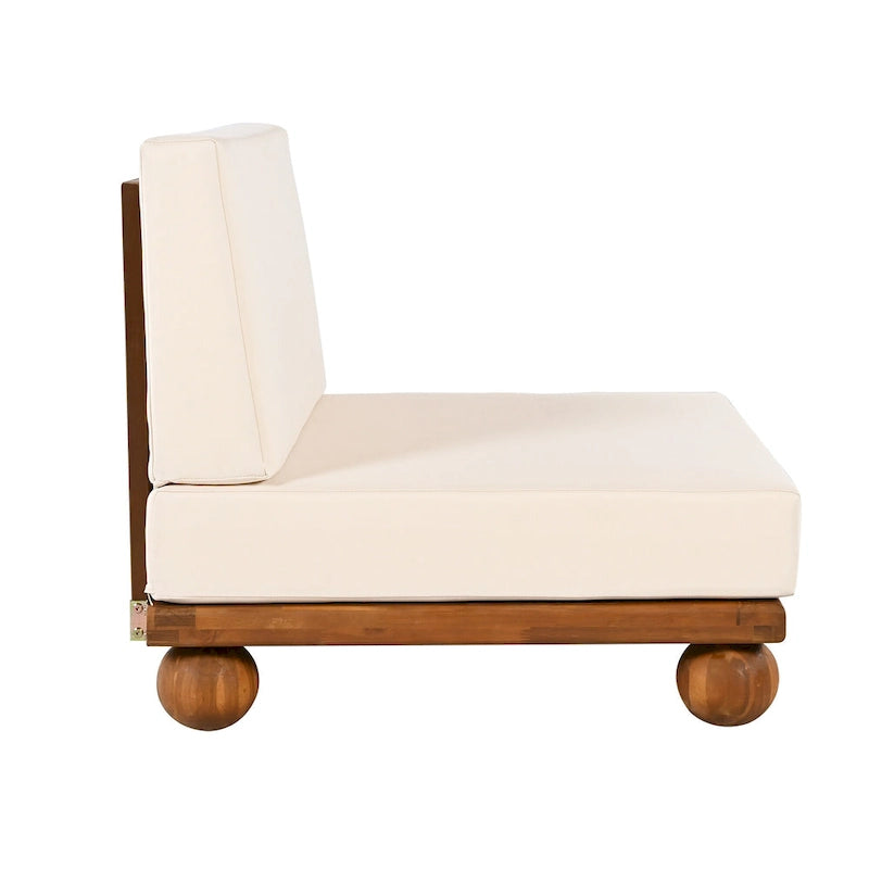 Canapé d'angle sectionnel 4 pièces Scott Living Dulcie en bois d'acacia avec coussins amovibles