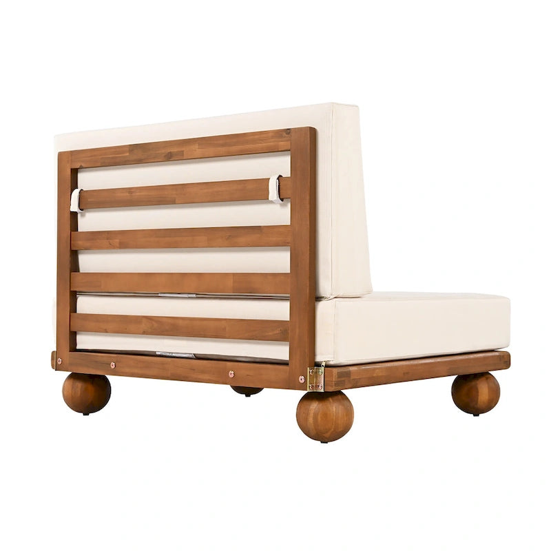 Canapé d'angle sectionnel 4 pièces Scott Living Dulcie en bois d'acacia avec coussins amovibles
