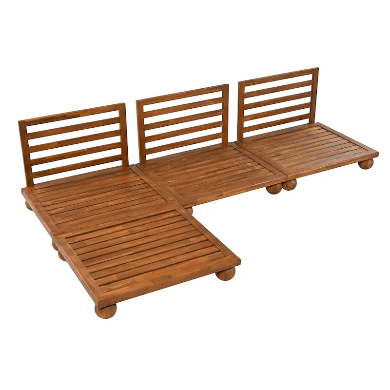 Canapé d'angle sectionnel 4 pièces Scott Living Dulcie en bois d'acacia avec coussins amovibles
