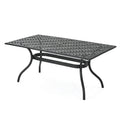 Cay Outdoor Dining Table, 67 Inch Rectangular, Lattice Black Aluminium