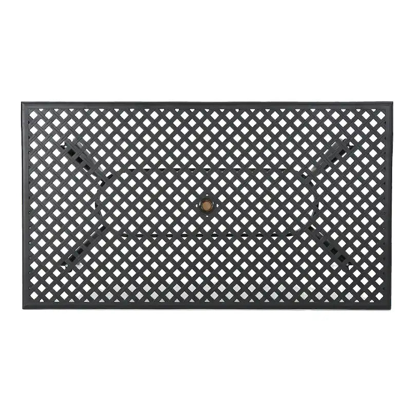 Table à manger d'extérieur Cay, rectangulaire 67 pouces, aluminium noir ajouré