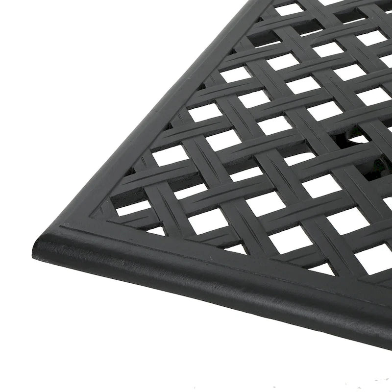 Table à manger d'extérieur Cay, rectangulaire 67 pouces, aluminium noir ajouré