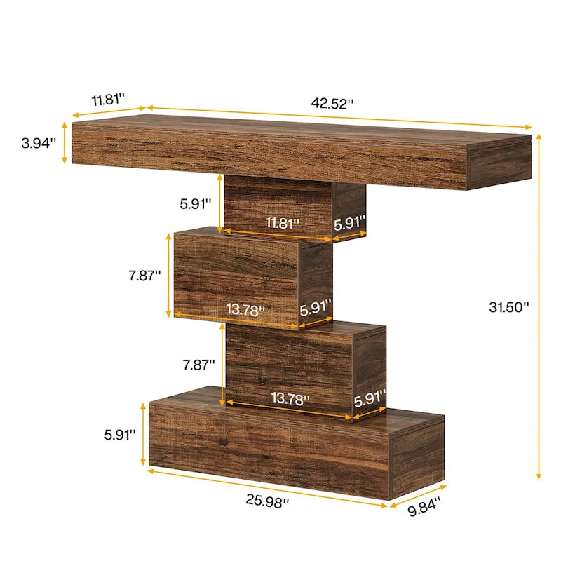 Table console de canapé de ferme en bois de 42,5 pouces pour entrée/couloir
