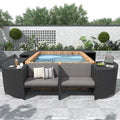 Outdoor Rattan Sectional Sofa Set with Mini Sofa