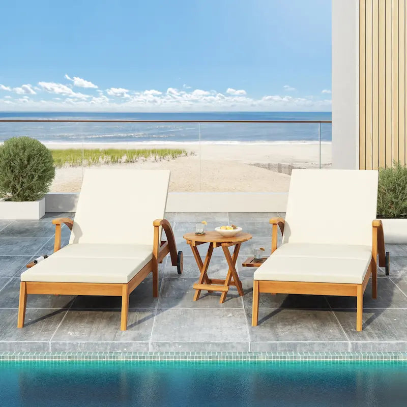 Christopher Knight Home - Lot de 2 chaises longues d'extérieur Parker en bois d'acacia avec roulettes