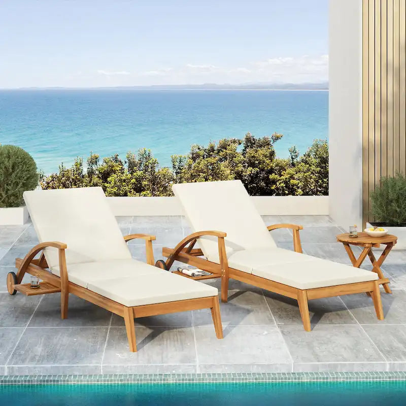 Christopher Knight Home - Lot de 2 chaises longues d'extérieur Parker en bois d'acacia avec roulettes