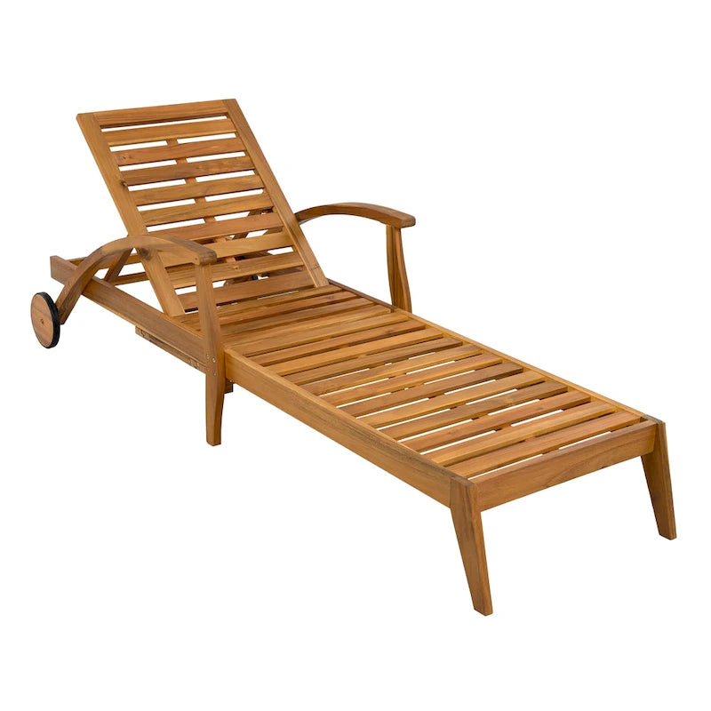 Christopher Knight Home - Lot de 2 chaises longues d'extérieur Parker en bois d'acacia avec roulettes