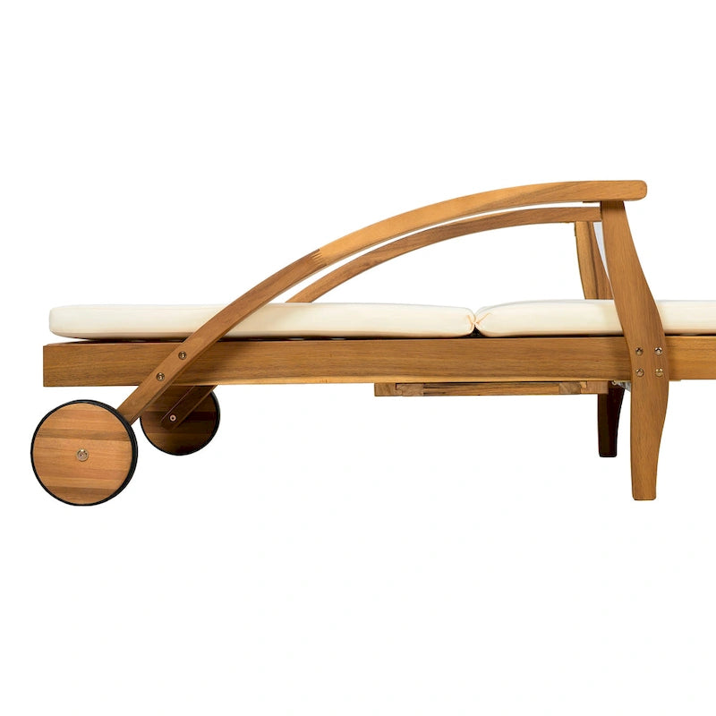 Christopher Knight Home - Lot de 2 chaises longues d'extérieur Parker en bois d'acacia avec roulettes