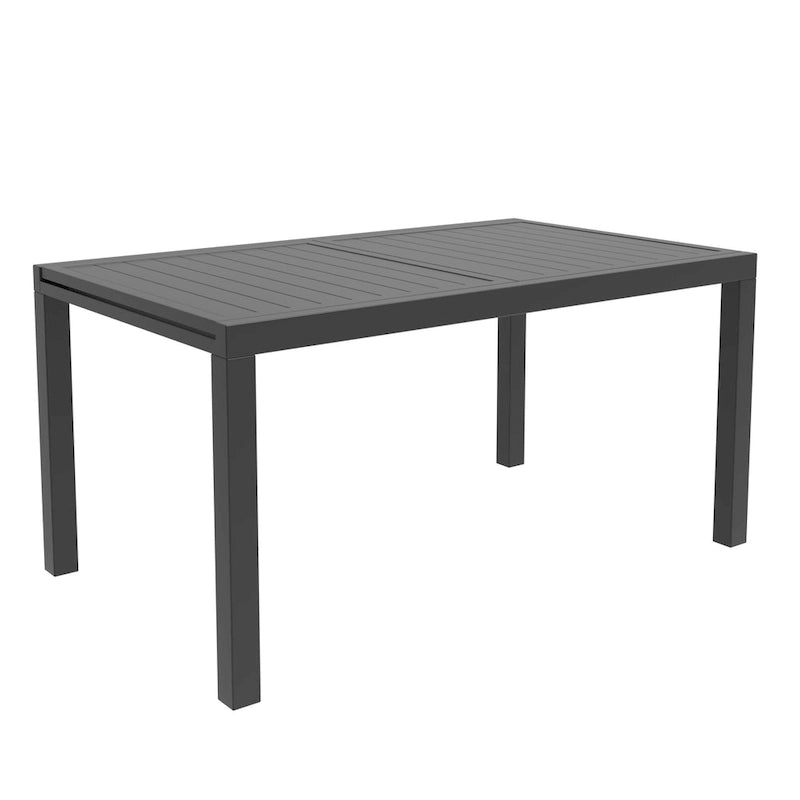 Table à manger d'extérieur rectangulaire en aluminium avec plateau à rallonges pour véranda et jardin