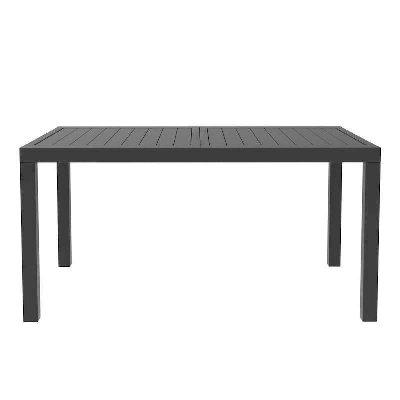 Table à manger d'extérieur rectangulaire en aluminium avec plateau à rallonges pour véranda et jardin