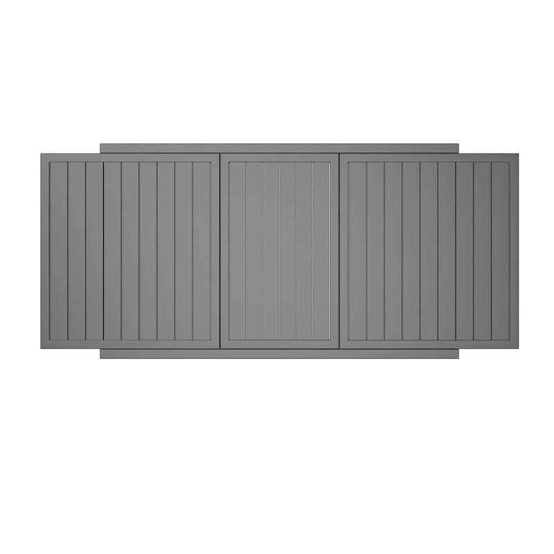 Table à manger d'extérieur rectangulaire en aluminium avec plateau à rallonges pour véranda et jardin