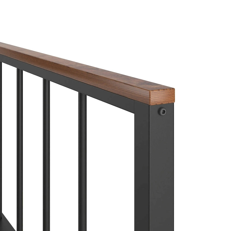 Cadre de lit plateforme Queen Size en métal noir avec tête de lit et pied de lit, construction robuste, pas besoin de sommier tapissier, Queen