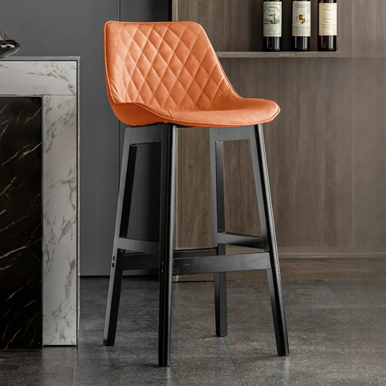 Tabourets de bar en similicuir Mid-Century Modern avec pieds en bois