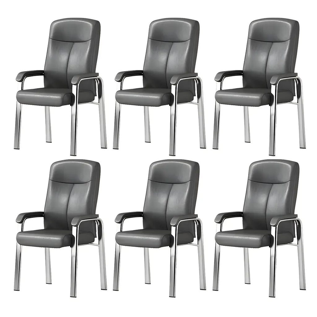Chaise de bureau HomeyFad moderne en cuir et métal à 4 pieds avec accoudoirs