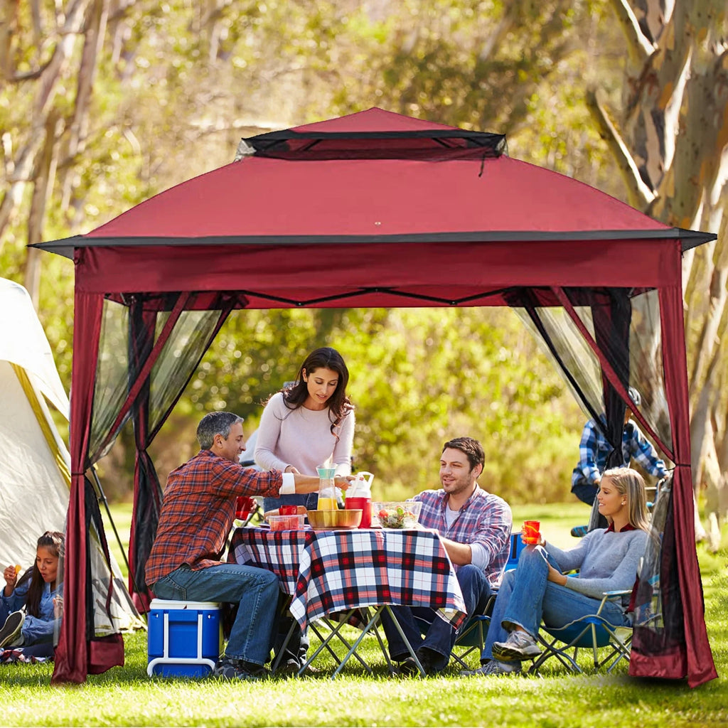 Cozywor Tonnelle escamotable en acier de 3,35 m x 3,35 m avec moustiquaire