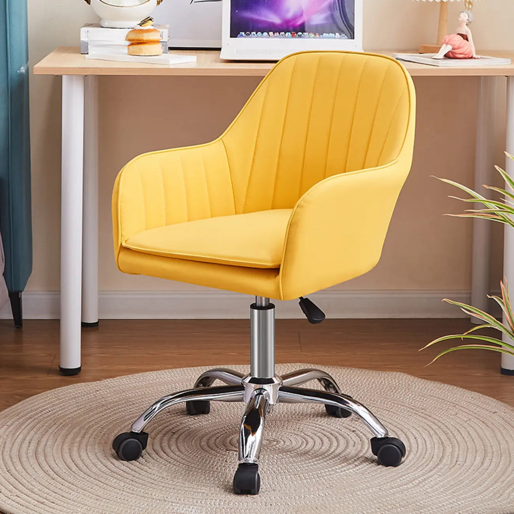 Chaise de bureau pivotante en cuir gris élégant