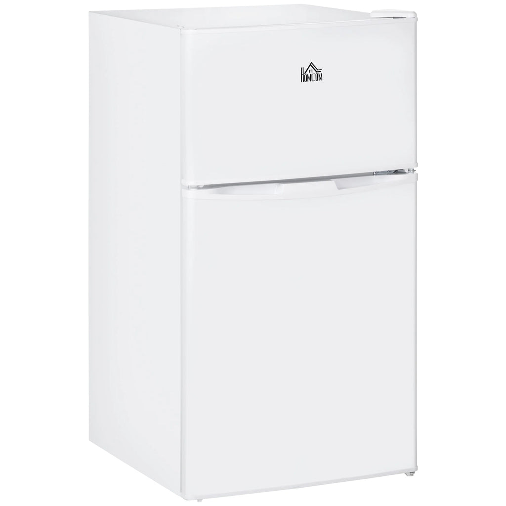 Mini-réfrigérateur HOMCOM à deux portes avec congélateur, réfrigérateur compact de 3,2 pi³ avec étagère réglable, thermostat réglable
