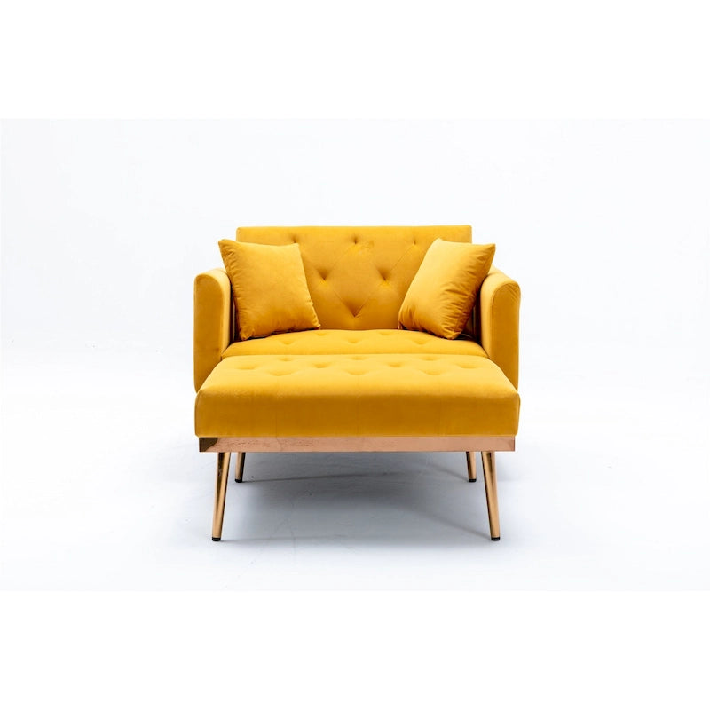 Canapé-lit de salon capitonné en velours avec pieds couleur or rose
