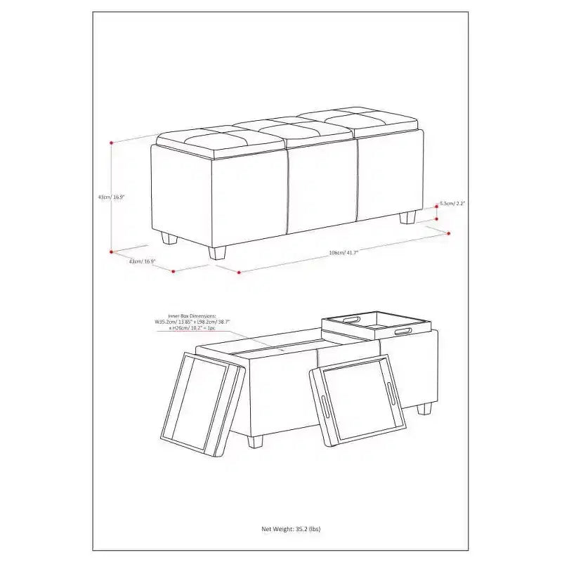 Franklin Storage Ottoman and benches - WyndenHall