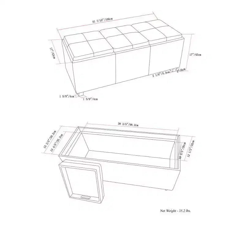 Franklin Storage Ottoman and benches - WyndenHall