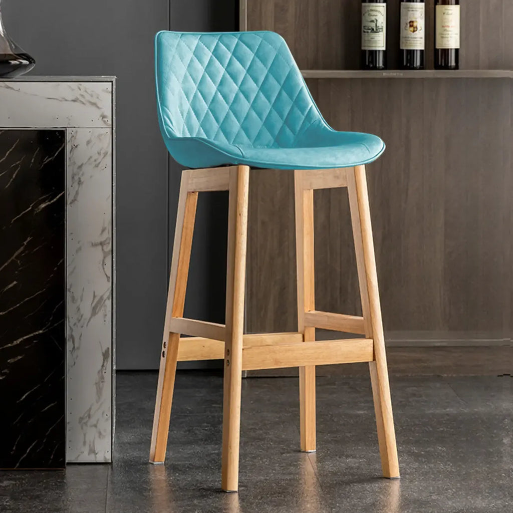 Tabourets de bar en similicuir Mid-Century Modern avec pieds en bois