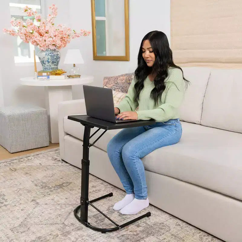 Peakform Adjustable Height Folding Tray Table Black