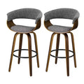 Set of 2 Mid-Century Modern Walnut Swivel Barstools Gray - Glitzhome