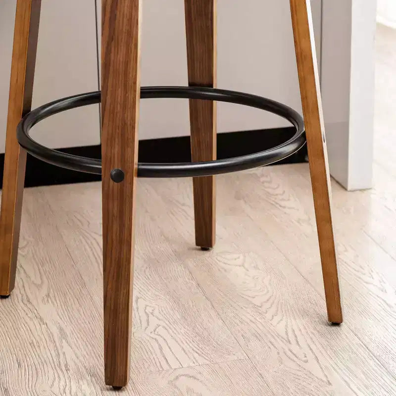 Set of 2 Mid-Century Modern Walnut Swivel Barstools Gray - Glitzhome