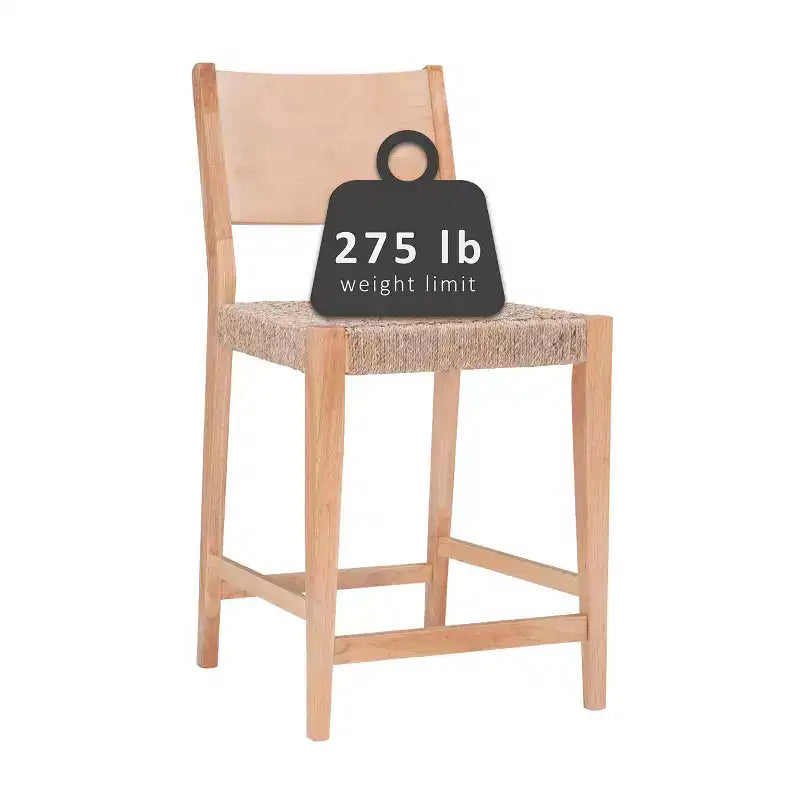 Set of 2 Clara Handwoven Seagrass Seat Counter Height Barstools Natural - Powell Company