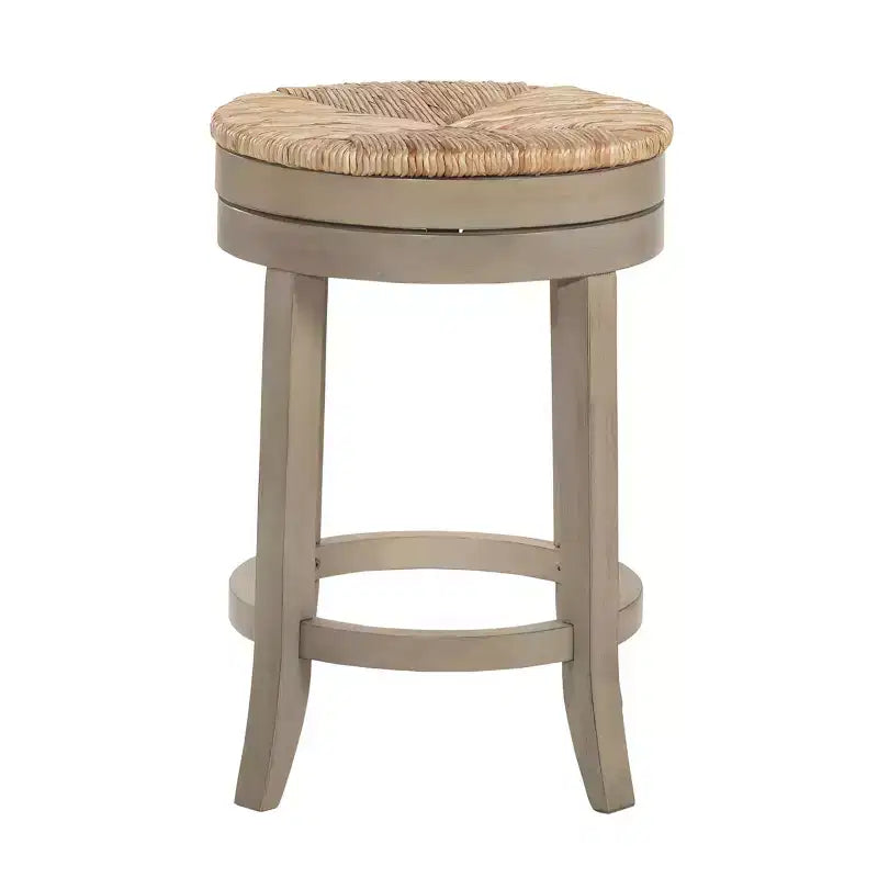 Carolina Living 24" Leif Swivel Rush Seat Counter Height Barstool Weathered Gray: Solid Wood, Indoor Use