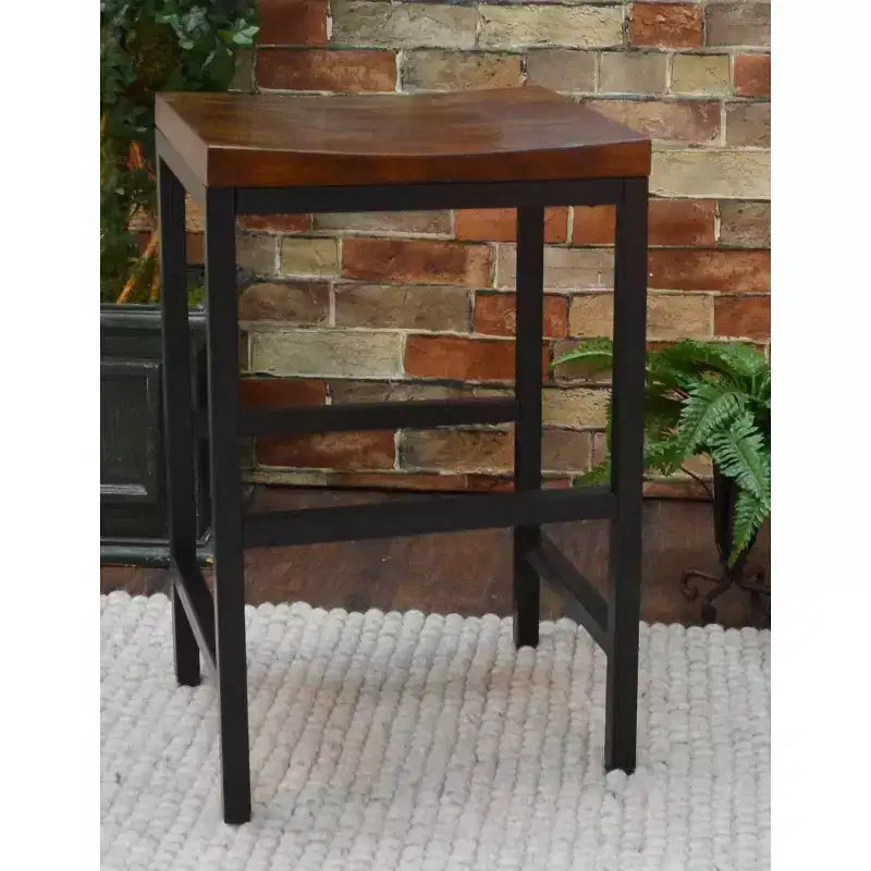 Carolina Living 24" Ira Counter Height Barstool Metal/Chestnut: Sturdy Rectangular Backless Stool, Fixed Seat