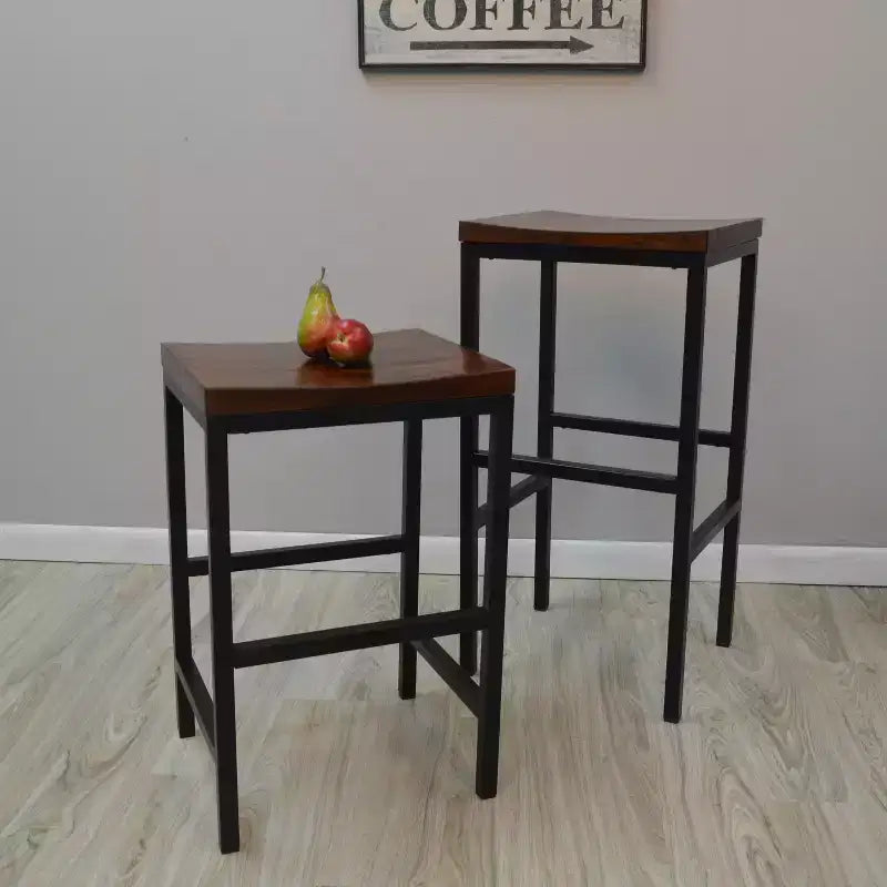Carolina Living 24" Ira Counter Height Barstool Metal/Chestnut: Sturdy Rectangular Backless Stool, Fixed Seat