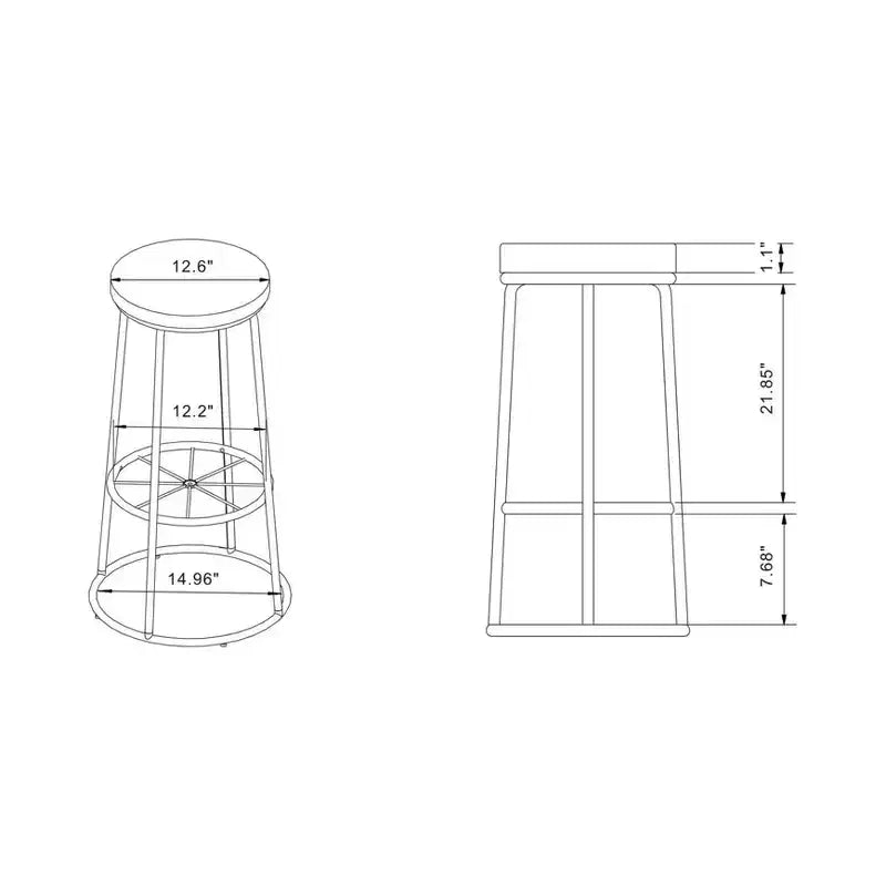 24/7 Shop At Home: Set of 2 Pilat Barstools, 33" Fixed Height, Metal Frame & Footrest, Light Gray