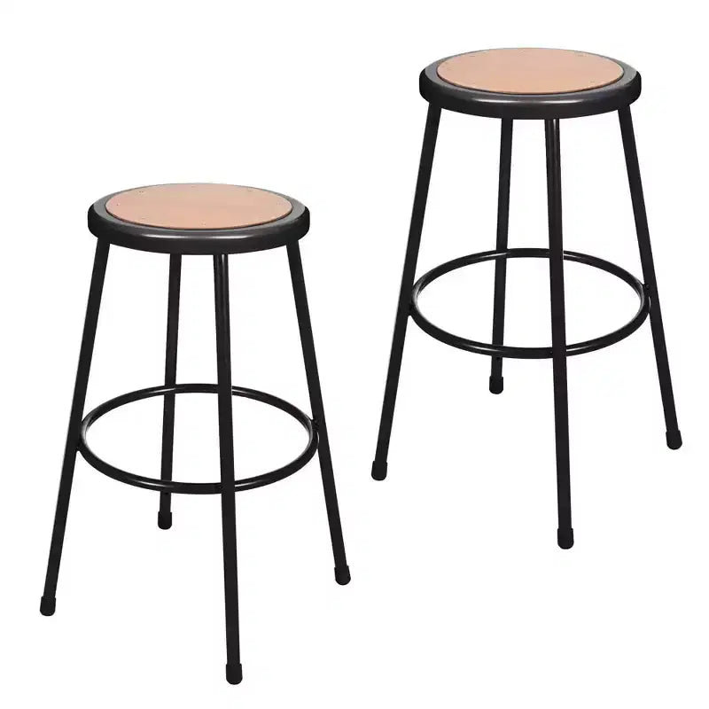 Set of 2 30" Heavy Duty Steel Barstools Black - Hampden Furnishings: No Assembly, Masonite Seat, 300lb Capacity