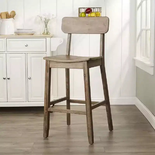 Tabouret de bar Torino 29" Bois de grange - Boraam : Bois massif, assise moulée, repose-pieds, style rustique