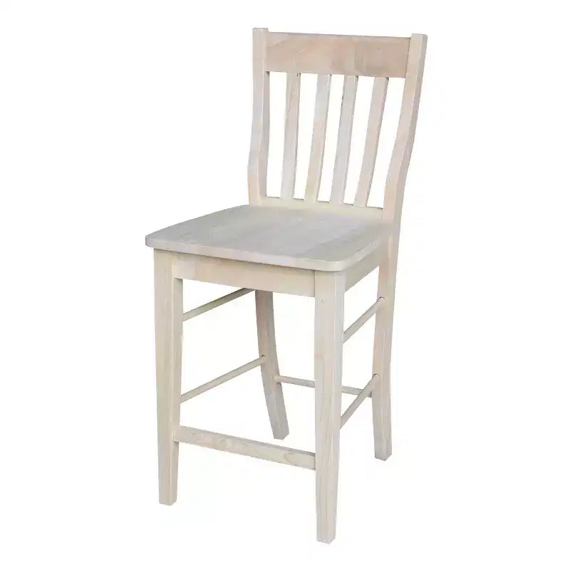 International Concepts 23.82" Cafe Counter Height Barstool Unfinished: Hardwood Frame, Slat Back