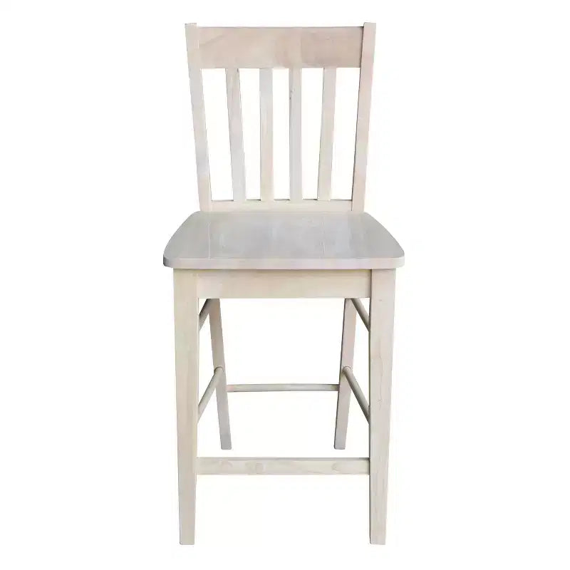 International Concepts 23.82" Cafe Counter Height Barstool Unfinished: Hardwood Frame, Slat Back