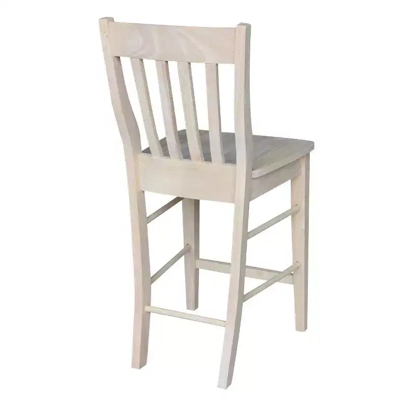 International Concepts 23.82" Cafe Counter Height Barstool Unfinished: Hardwood Frame, Slat Back