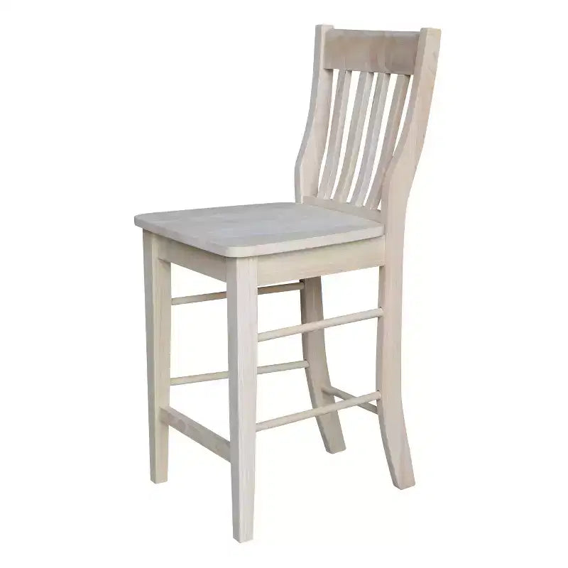 International Concepts 23.82" Cafe Counter Height Barstool Unfinished: Hardwood Frame, Slat Back