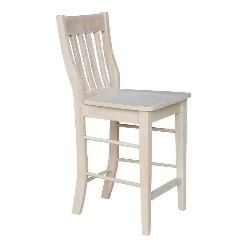 International Concepts 23.82" Cafe Counter Height Barstool Unfinished: Hardwood Frame, Slat Back