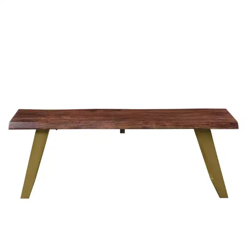 60" Sheesham Live Edge Brown/Gold - Timbergirl: Solid Wood Bench with Iron Legs, Handcrafted in India