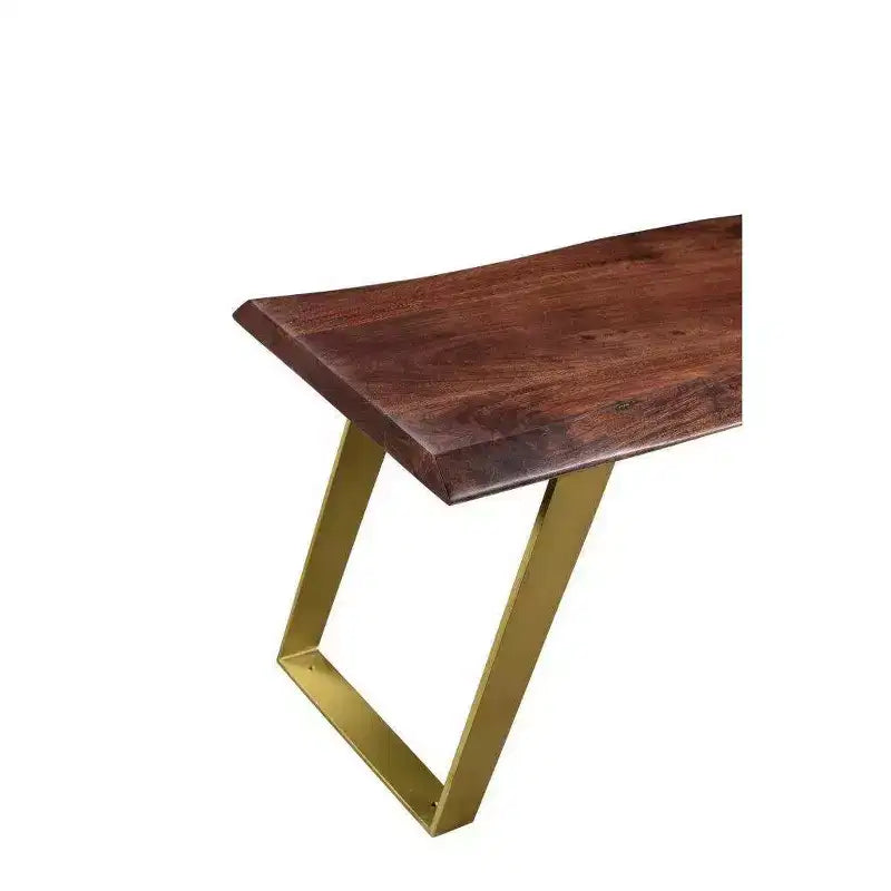 60" Sheesham Live Edge Brown/Gold - Timbergirl: Solid Wood Bench with Iron Legs, Handcrafted in India