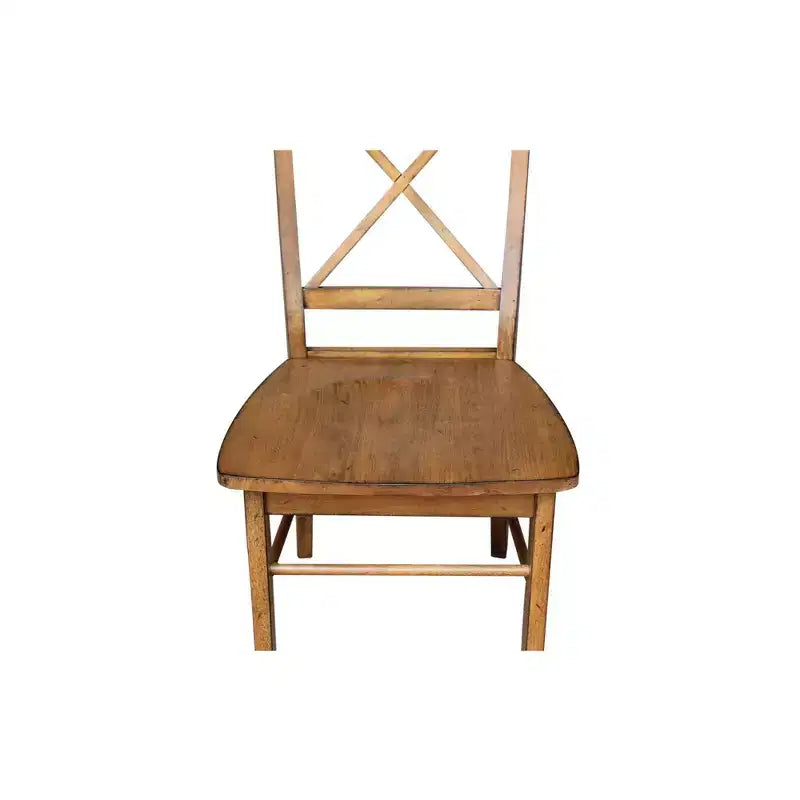 International Concepts Set of 2 X Back Chairs with Solid Wood Seat Pecan: Hardwood Frame, Spot Clean