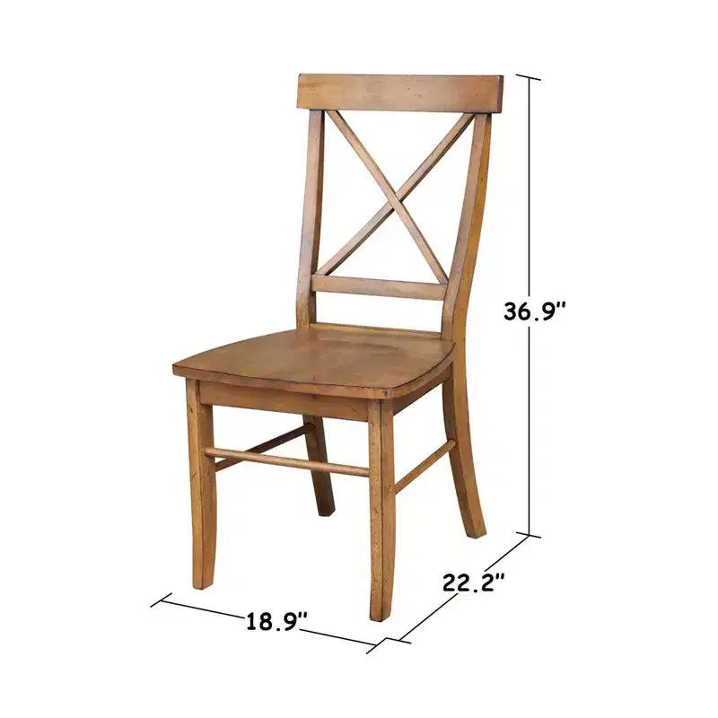 International Concepts Set of 2 X Back Chairs with Solid Wood Seat Pecan: Hardwood Frame, Spot Clean