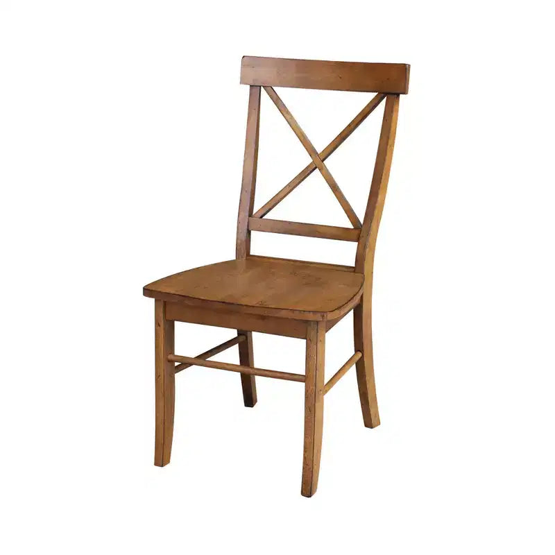 International Concepts Set of 2 X Back Chairs with Solid Wood Seat Pecan: Hardwood Frame, Spot Clean