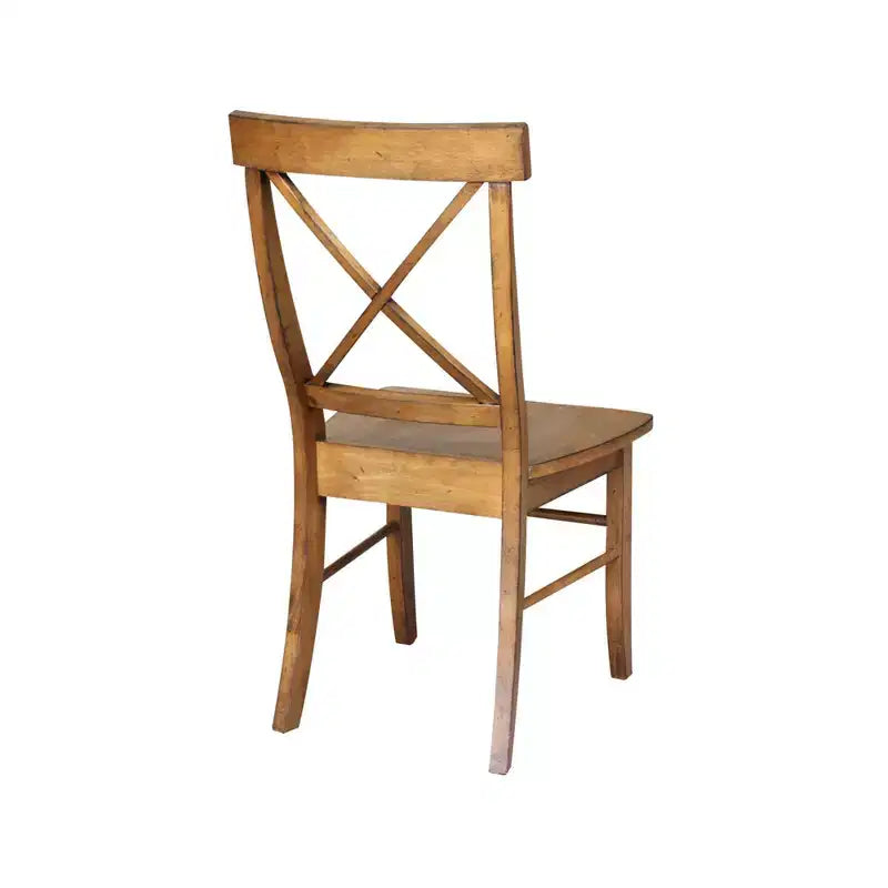 International Concepts Set of 2 X Back Chairs with Solid Wood Seat Pecan: Hardwood Frame, Spot Clean