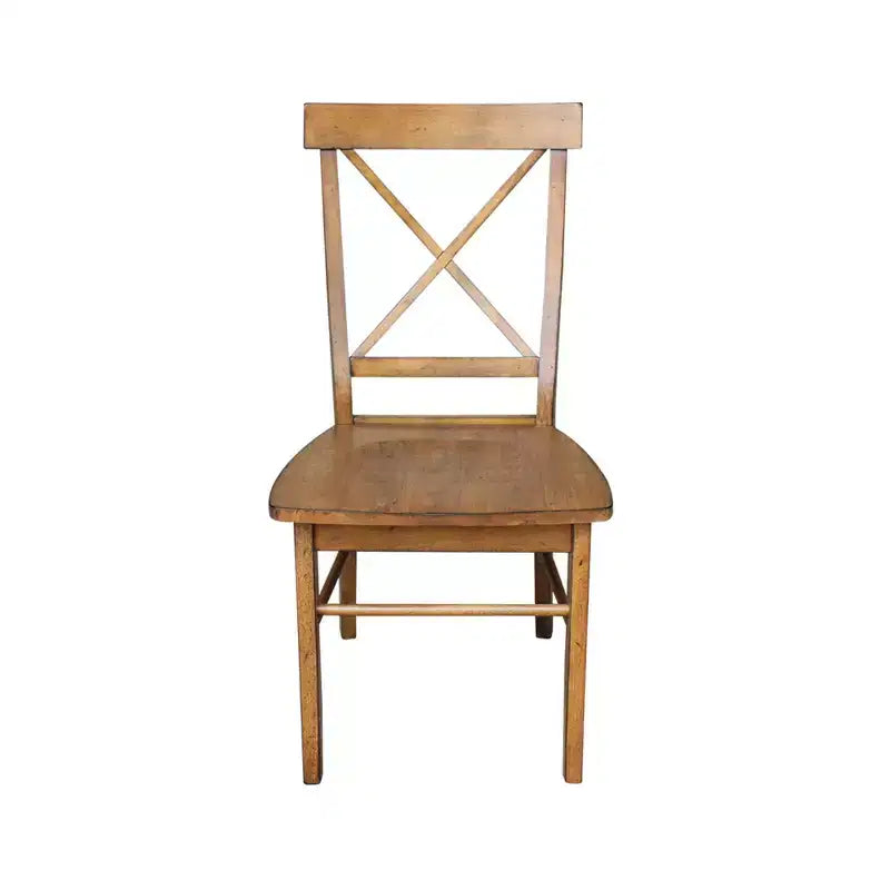 International Concepts Set of 2 X Back Chairs with Solid Wood Seat Pecan: Hardwood Frame, Spot Clean