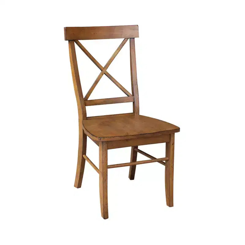 International Concepts Set of 2 X Back Chairs with Solid Wood Seat Pecan: Hardwood Frame, Spot Clean
