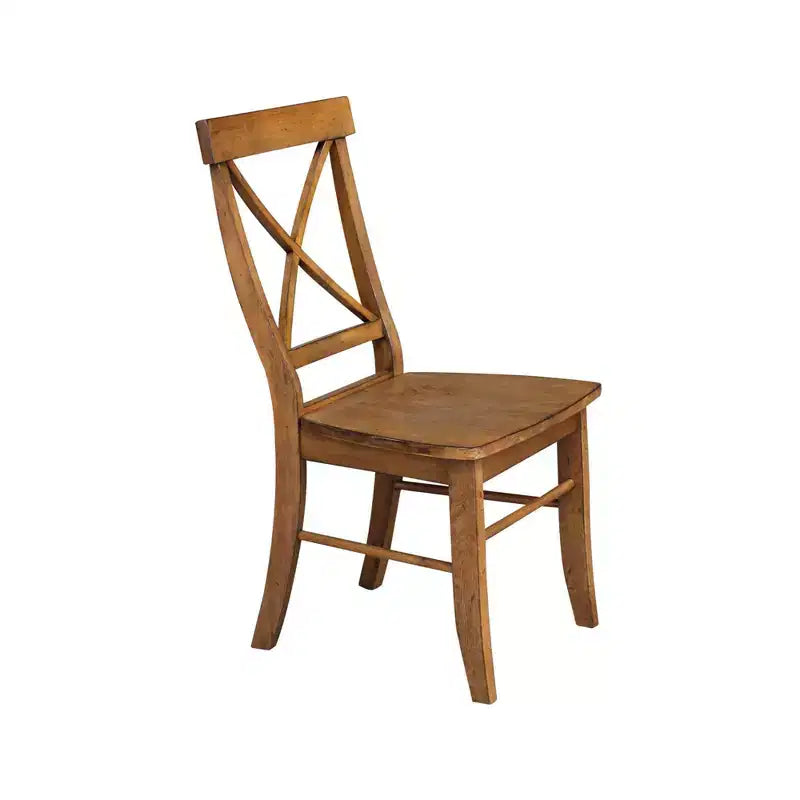 International Concepts Set of 2 X Back Chairs with Solid Wood Seat Pecan: Hardwood Frame, Spot Clean
