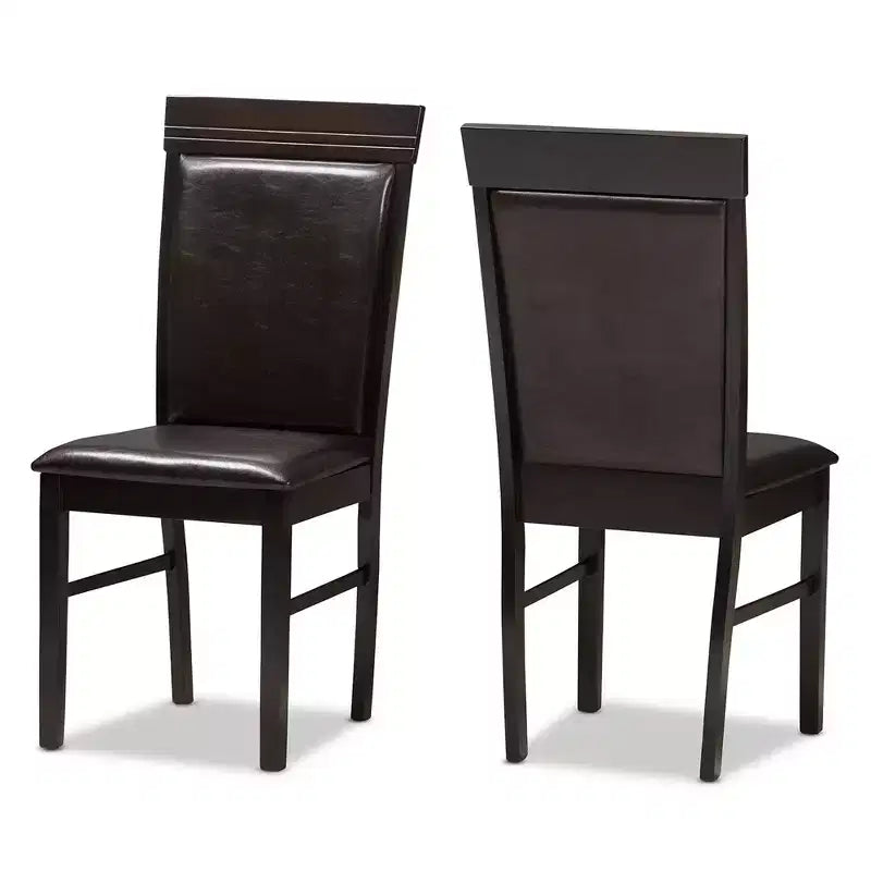 Set of 2 Thea Modern And Contemporary Faux Leather Upholstered Dining Chairs Dark Brown - Baxton Studio